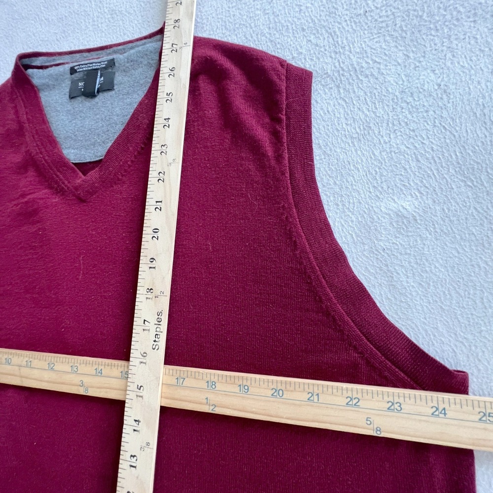 Nordstrom Sweater Vest Mens XL Burgundy Extra Fine Merino Wool Golf Preppy - Picture 6 of 8
